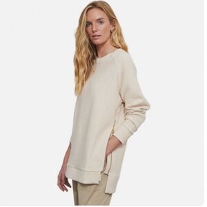 Varley Women Beige Charter Side-Zip Manning Sweatshirt Size S NWOT